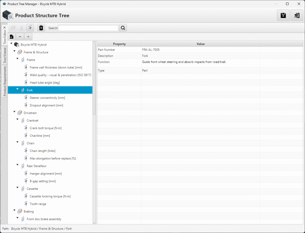Árvore estrutural do produto
