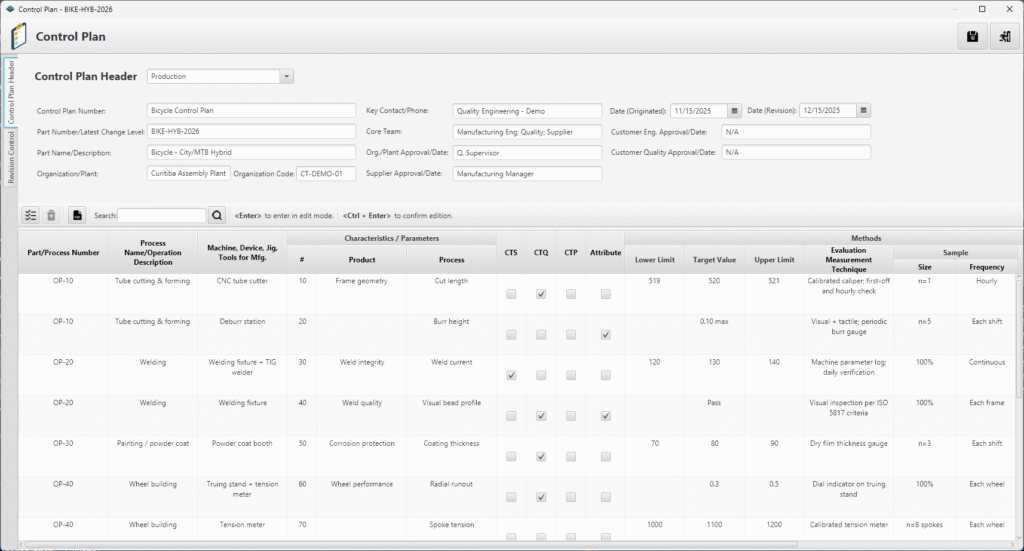Criação de Planos de Controle